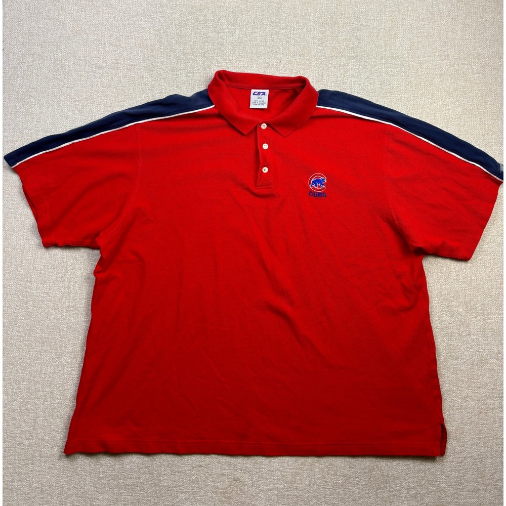 CSA Chicago Cubs Men 3XL Red Polo Shirt MLB Embroidered Logo Short Sleeve Cotton